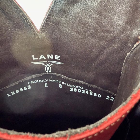 Lane LEXINGTON Knee High Womens Cowboy Boots Size 8 Red Leather Western Cowgirl - Picture 10 of 12